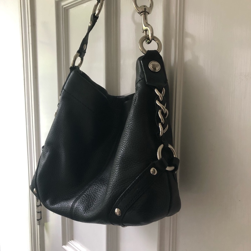Coach Carly Bag Hobo Slouch Black Pebbled Leather